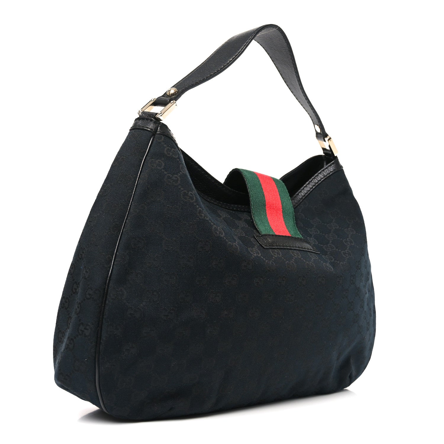 Gucci Monogram Large New Ladies Web Hobo Black 3 of 11