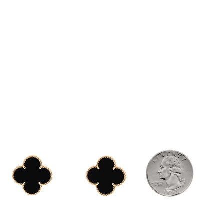 Van Cleef & Arpels 18K Yellow Gold Black Onyx Magic Alhambra Earrings 2 of 5