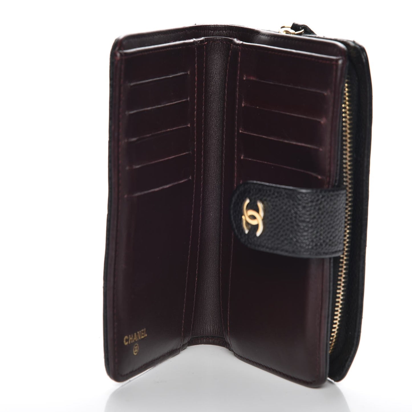 Caviar Quilted Zipped Pocket Wallet Black