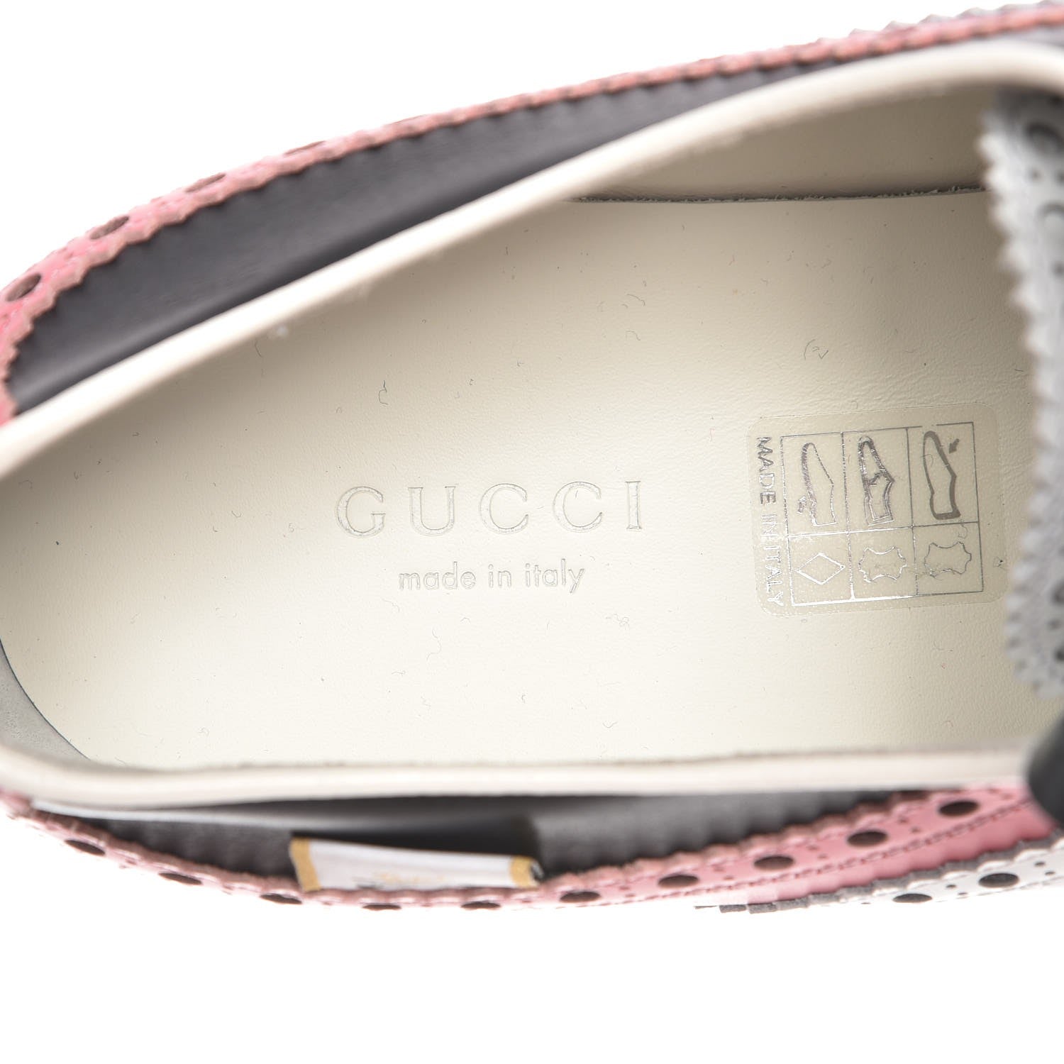 Gucci Calfskin Colorblock Brogue Fringe Golf Oxfords 41 Blush 7 of 10