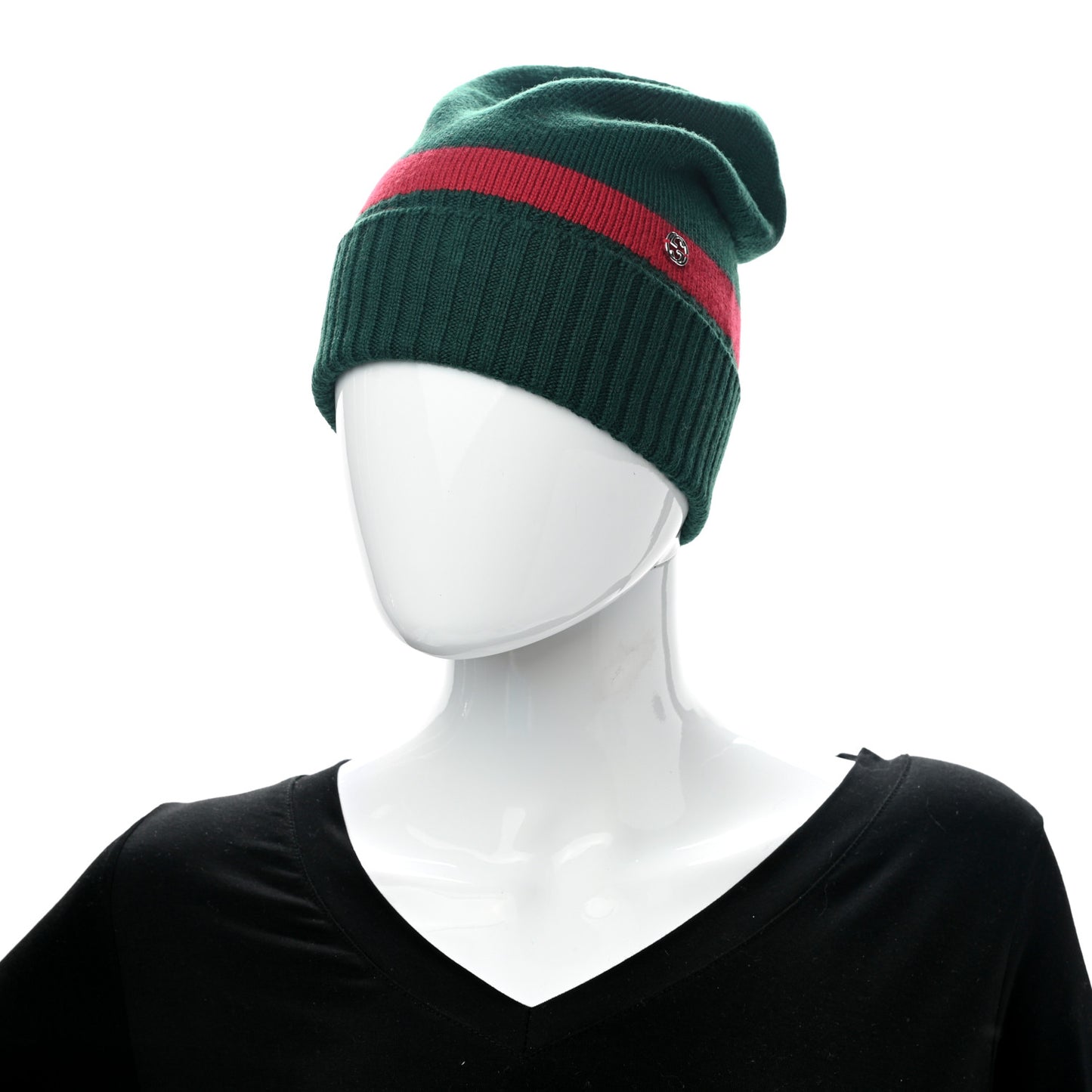 Wool Tricot Knit New Port Beanie Hat M Green Red