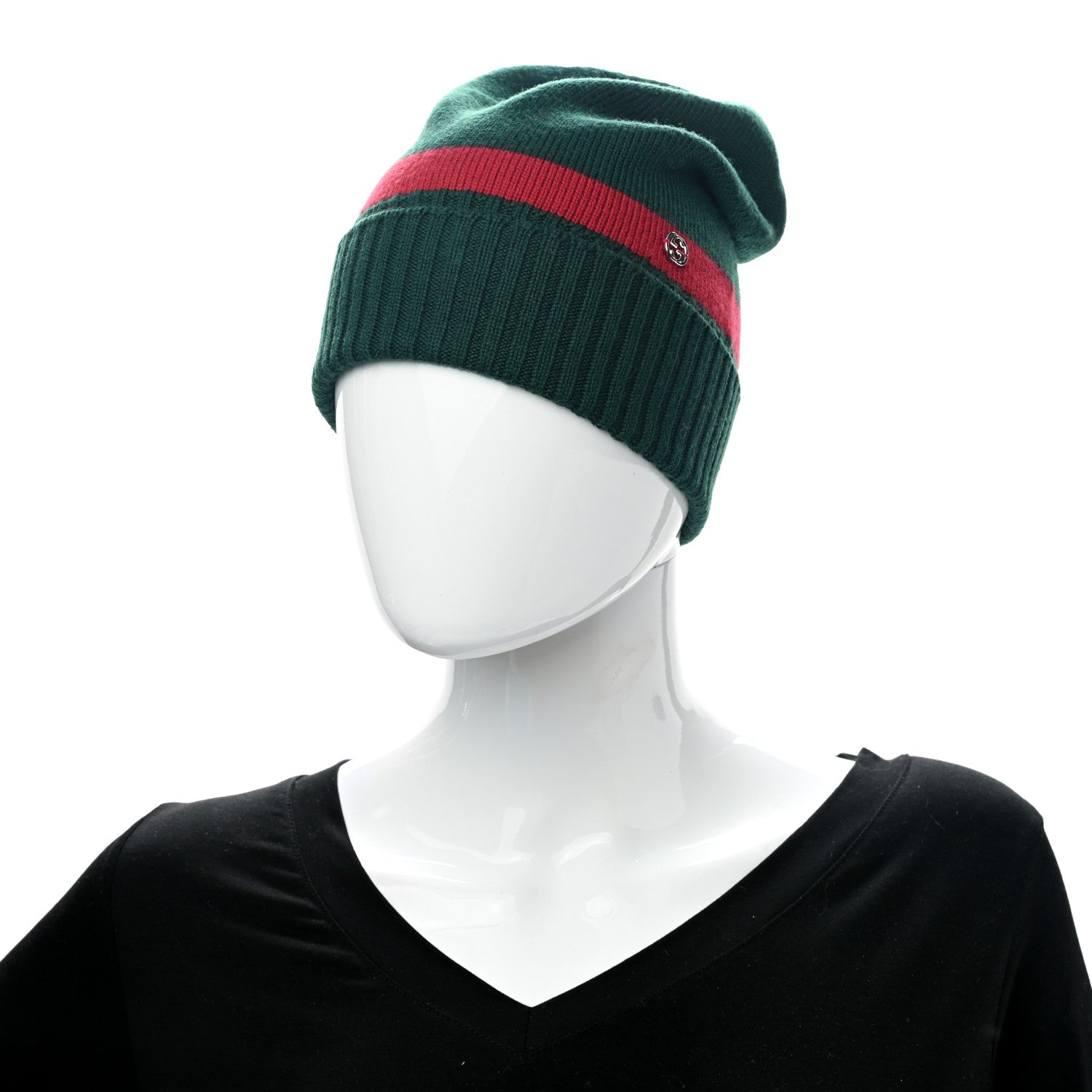 Gucci Wool Tricot Knit New Port Beanie Hat M Green Red 2 of 5