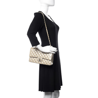 Chanel Iridescent Calfskin Quilted Medium Double Flap Light Gold 2 of 10