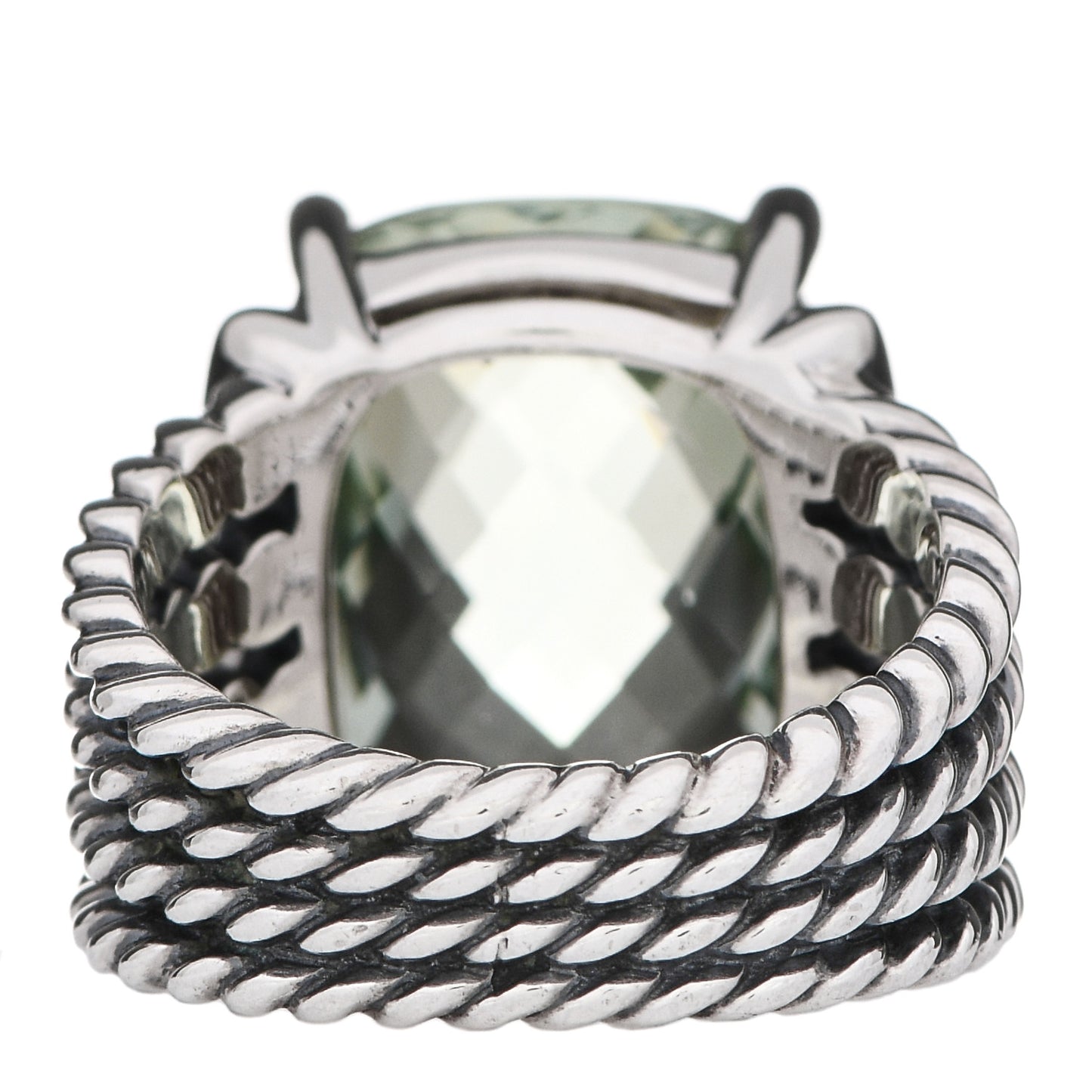 Sterling Silver Diamond Prasiolite 16mm Wheaton Ring 52 6