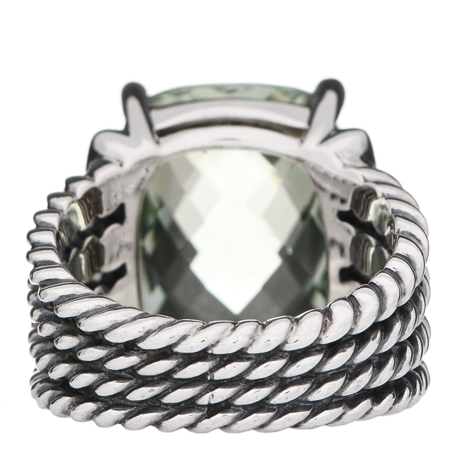 David Yurman Sterling Silver Diamond Prasiolite 16mm Wheaton Ring 52 6 4 of 7