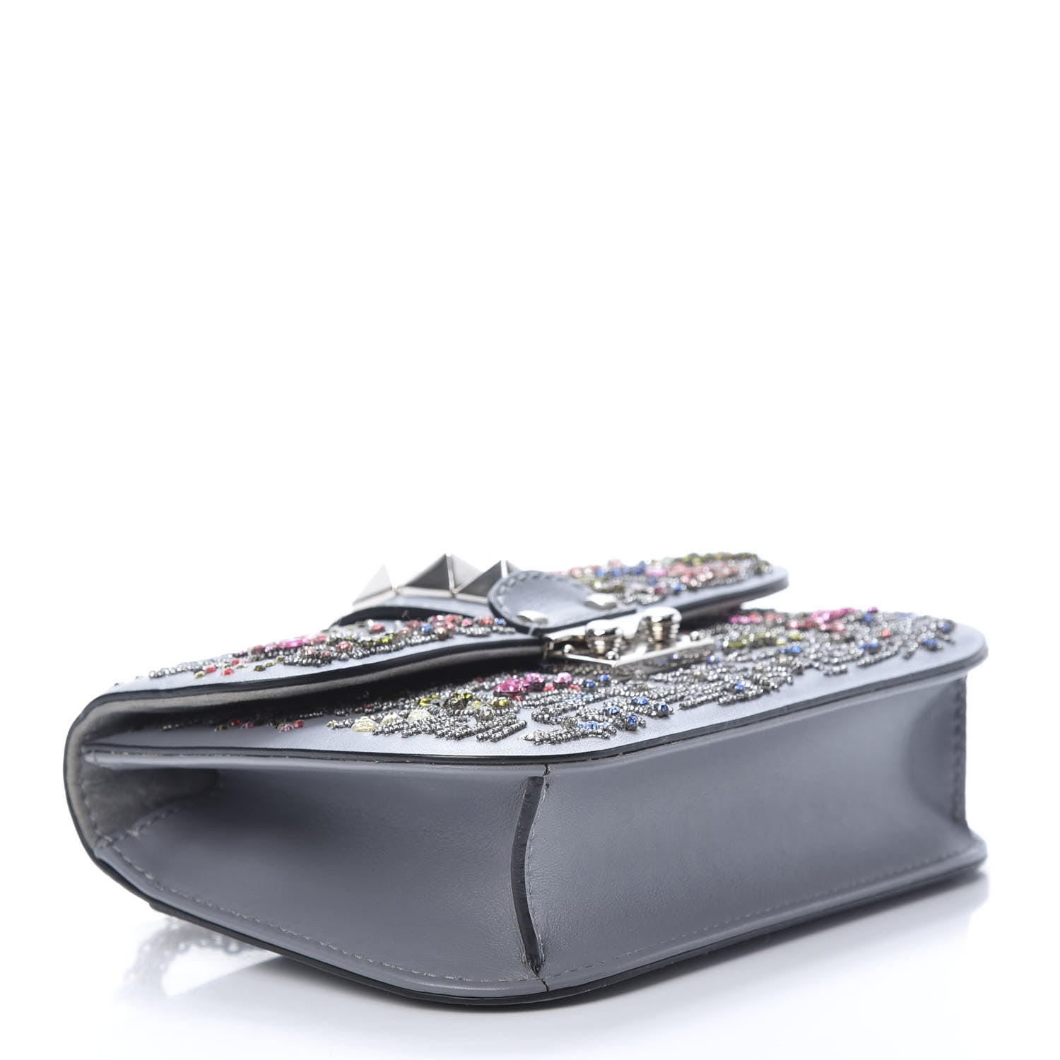 Valentino Garavani Vitello Crystal Embellished Glam Lock Rockstud Flap Periwinkle 4 of 10