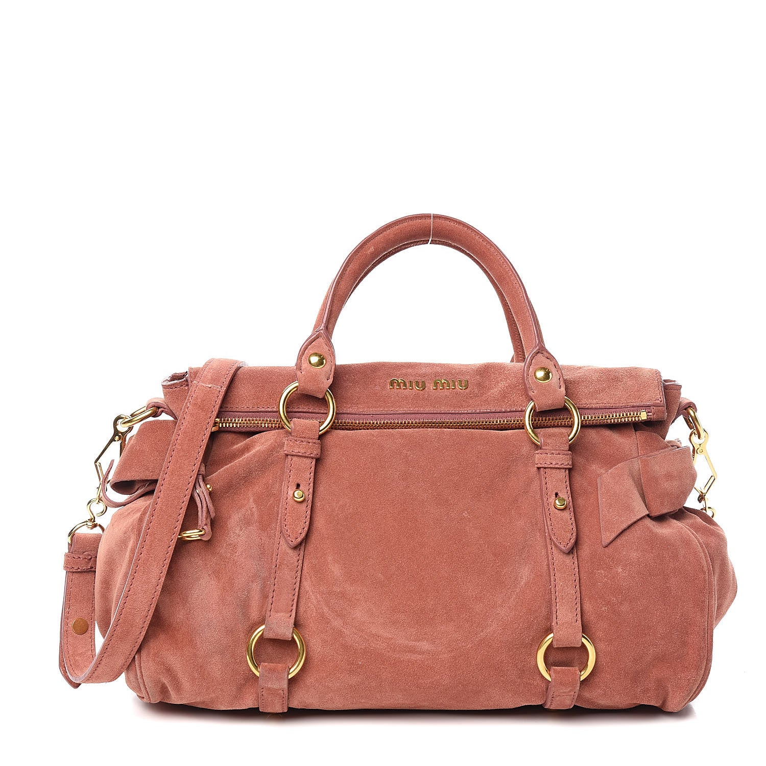 Miu Miu Suede Lux Small Bow Bag Antico 1 of 12