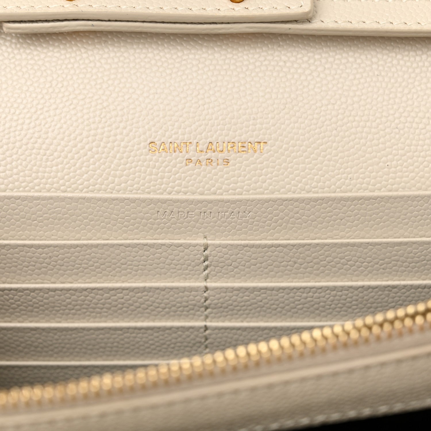 Saint Laurent Grain De Poudre Matelasse Chevron Monogram Chain Wallet Crema Soft 6 of 17