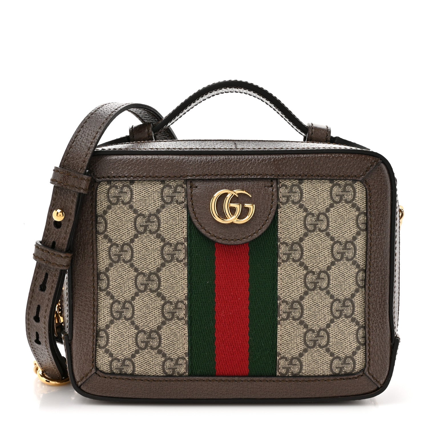 Gucci GG Supreme Monogram Mini Ophidia Top Handle Shoulder Bag Brown 1 of 10