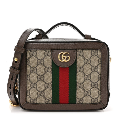 Gucci GG Supreme Monogram Mini Ophidia Top Handle Shoulder Bag Brown 1 of 10
