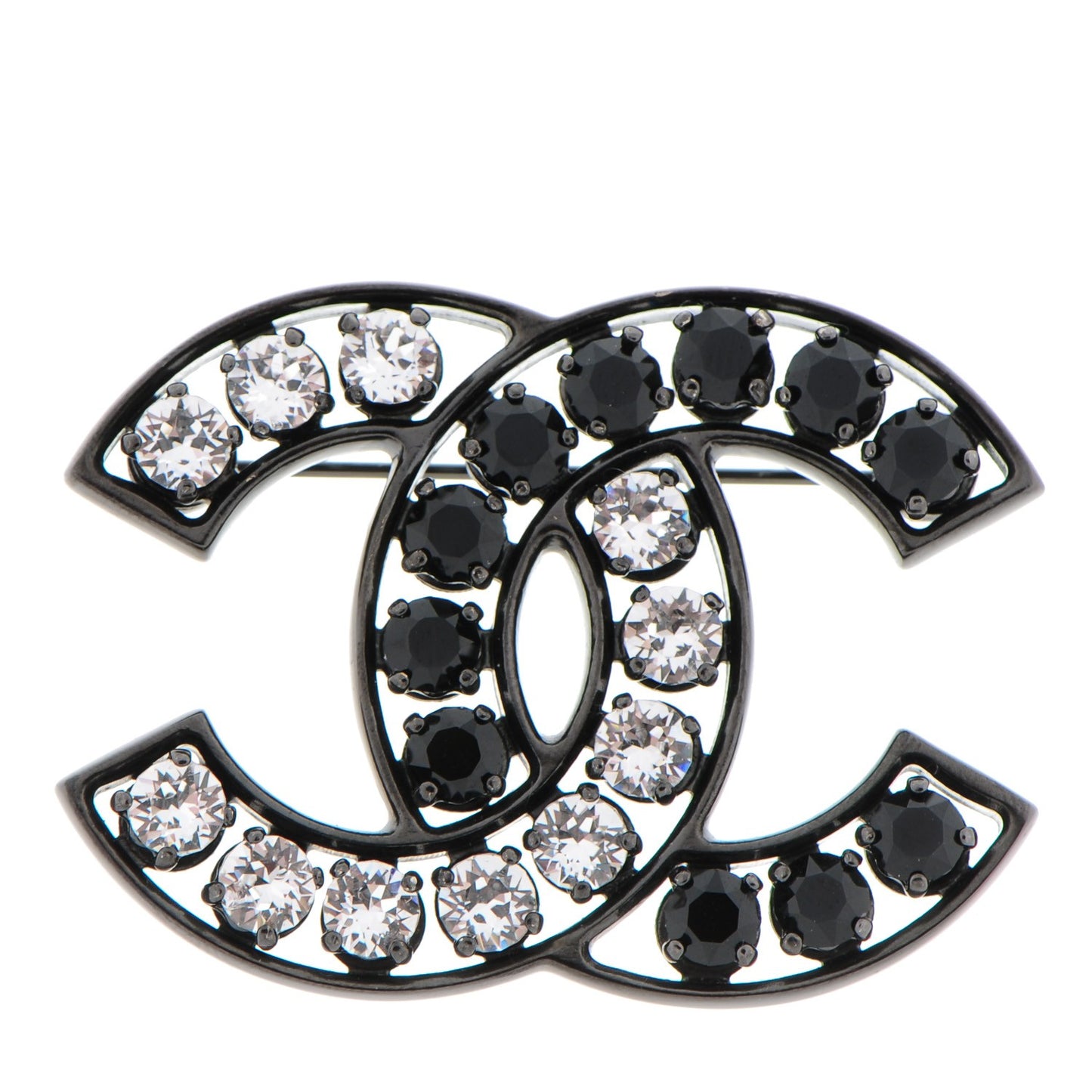 Crystal CC Brooch Black