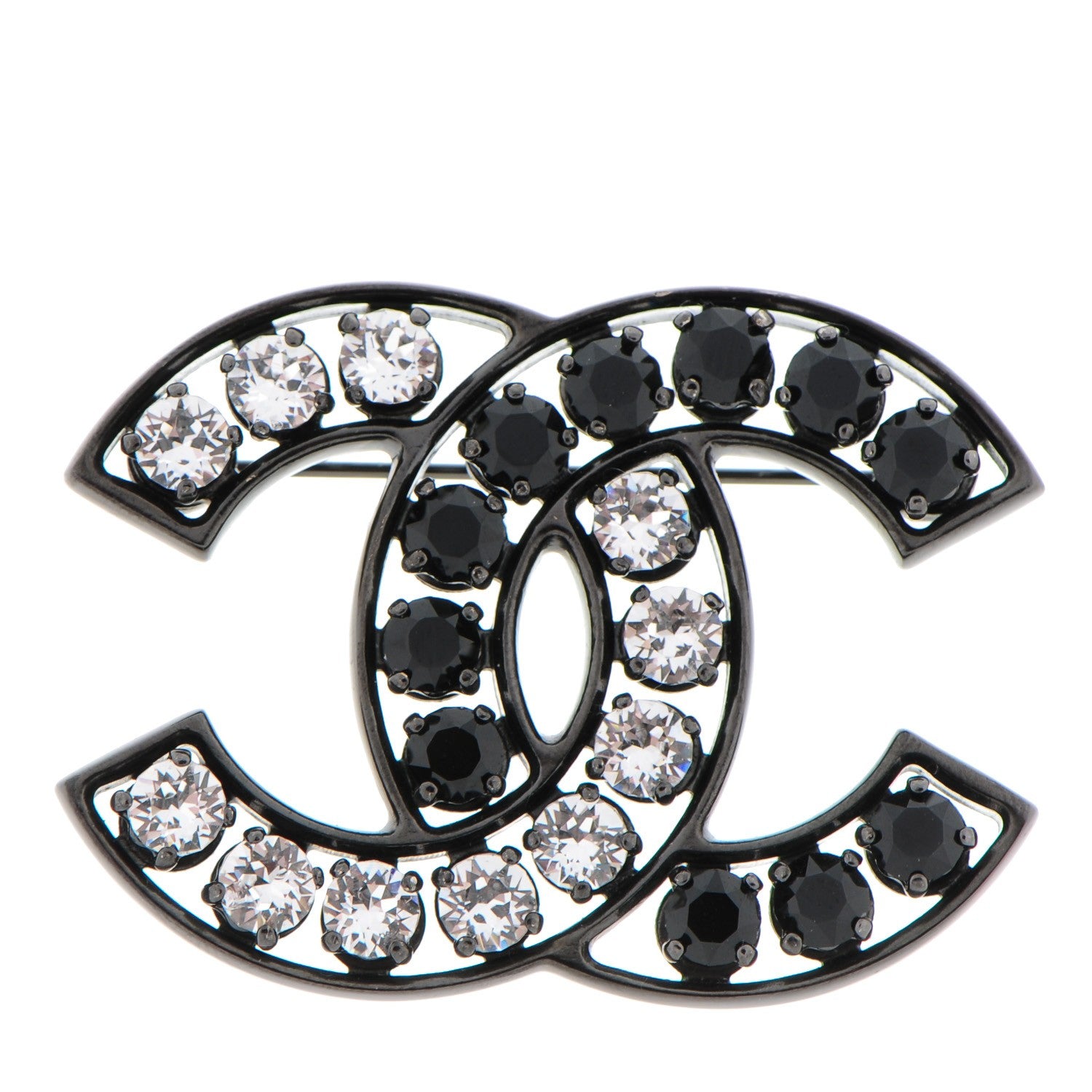 Chanel Crystal CC Brooch Black 1 of 5