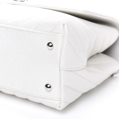 Chanel Iridescent Caviar Chevron Quilted Small Coco Handle Flap White 10 of 10