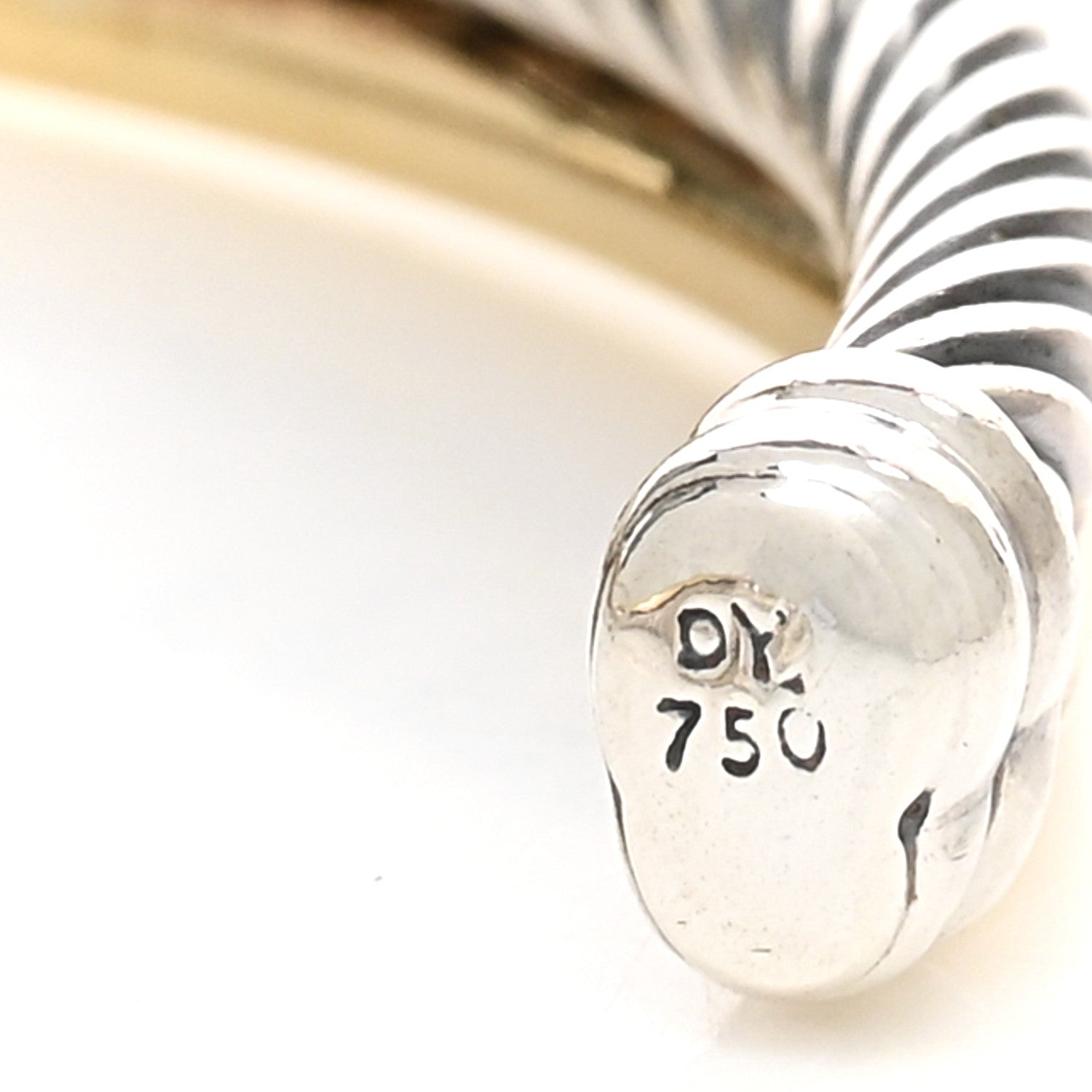 David Yurman Sterling Silver 18K Yellow Gold 3mm Crossover Cuff Bracelet 3 of 3