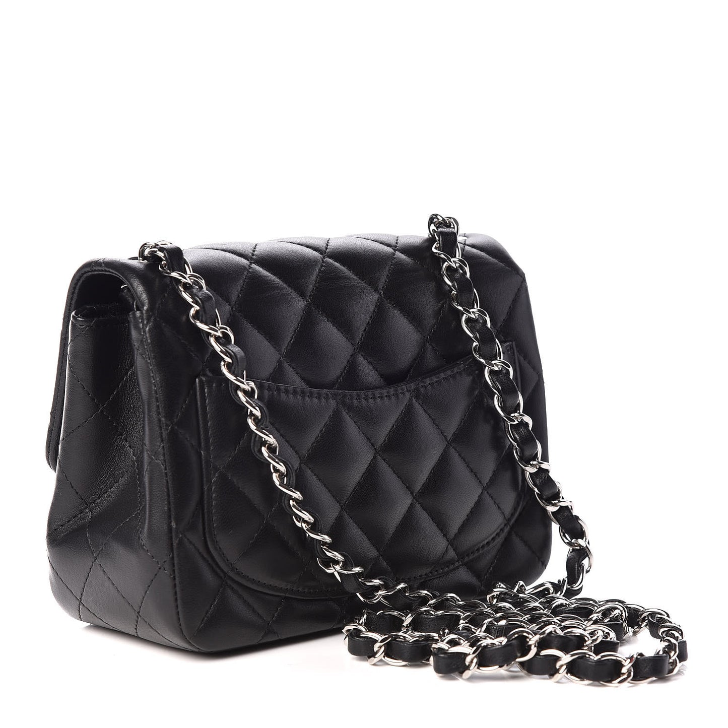 Lambskin Quilted Mini Square Flap Black