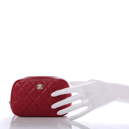Chanel Caviar Quilted Small Curvy Pouch Cosmetic Case Dark Pink 2 of 7
