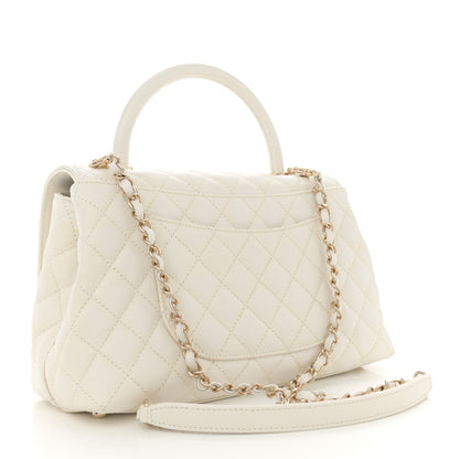 Chanel Caviar Quilted Small Coco Handle Flap White 2 of 11