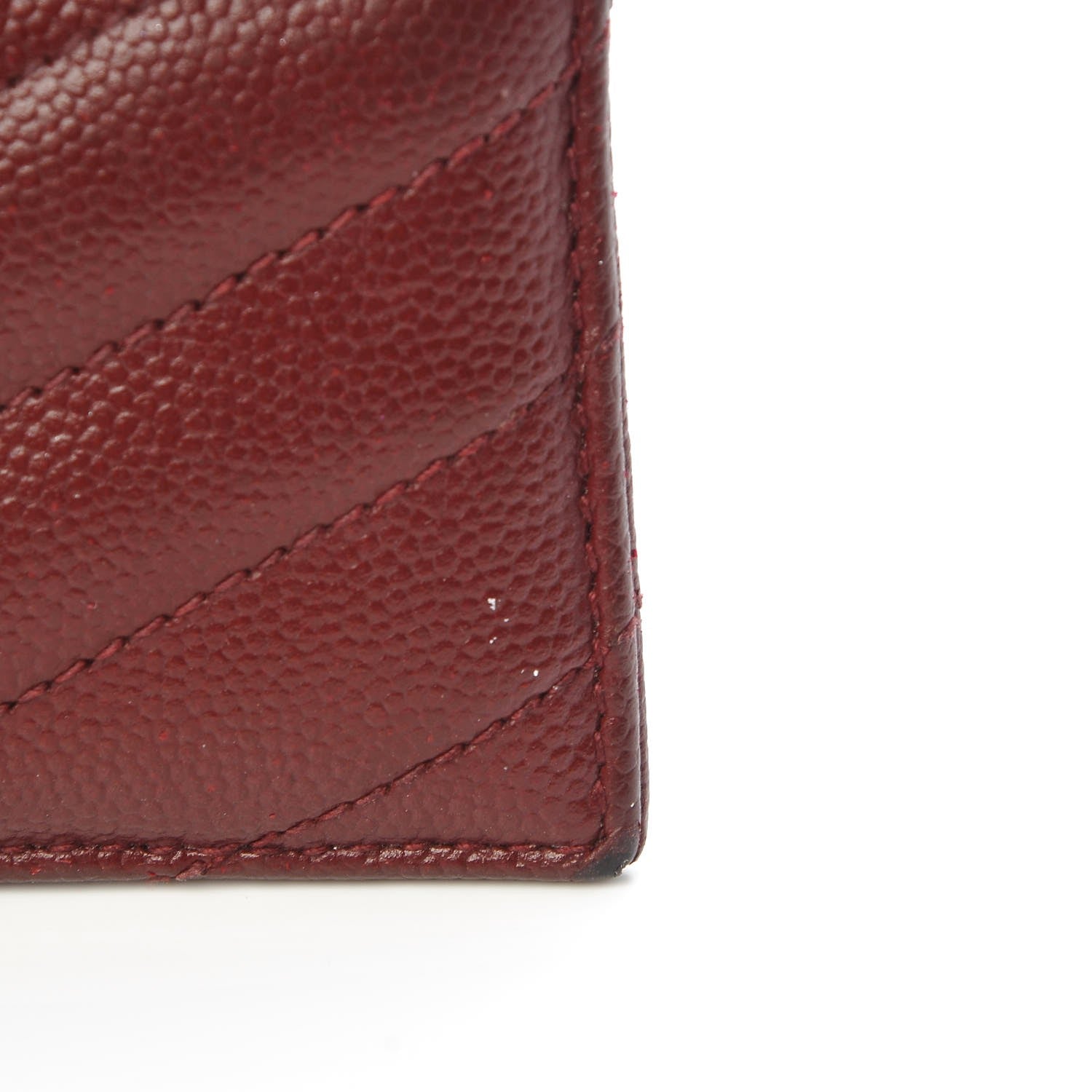 Saint Laurent Grain De Poudre Matelasse Chevron Monogram Credit Card Case Palissandre 8 of 13