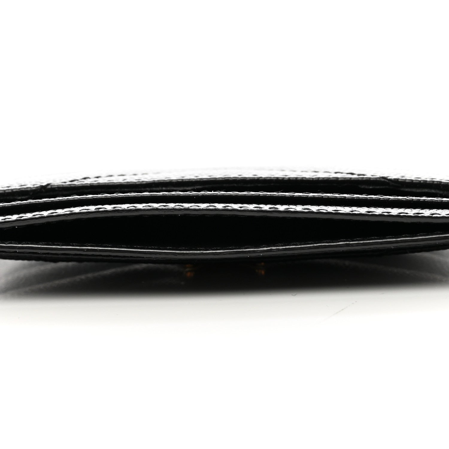 Saint Laurent Grain De Poudre Matelasse Chevron Monogram Credit Card Case Black 8 of 9
