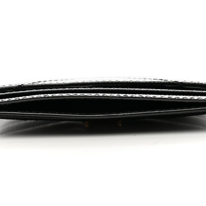 Saint Laurent Grain De Poudre Matelasse Chevron Monogram Credit Card Case Black 8 of 9
