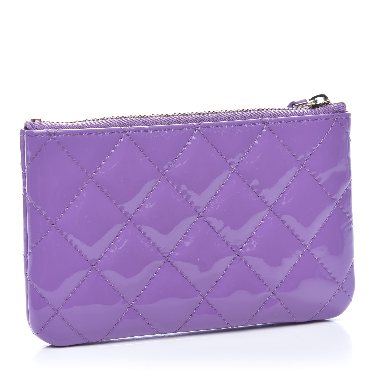 Chanel Patent Quilted Small Cosmetic Case Purple 3 of 10