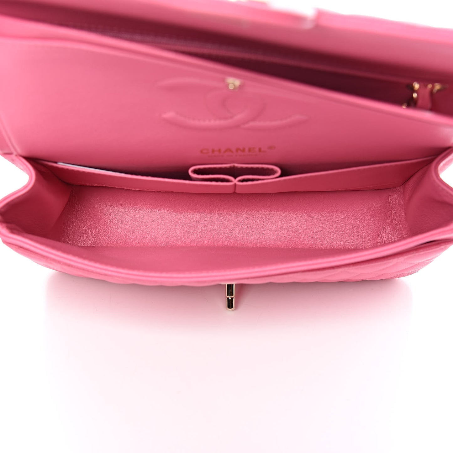 Caviar Quilted Medium Double Flap Pink