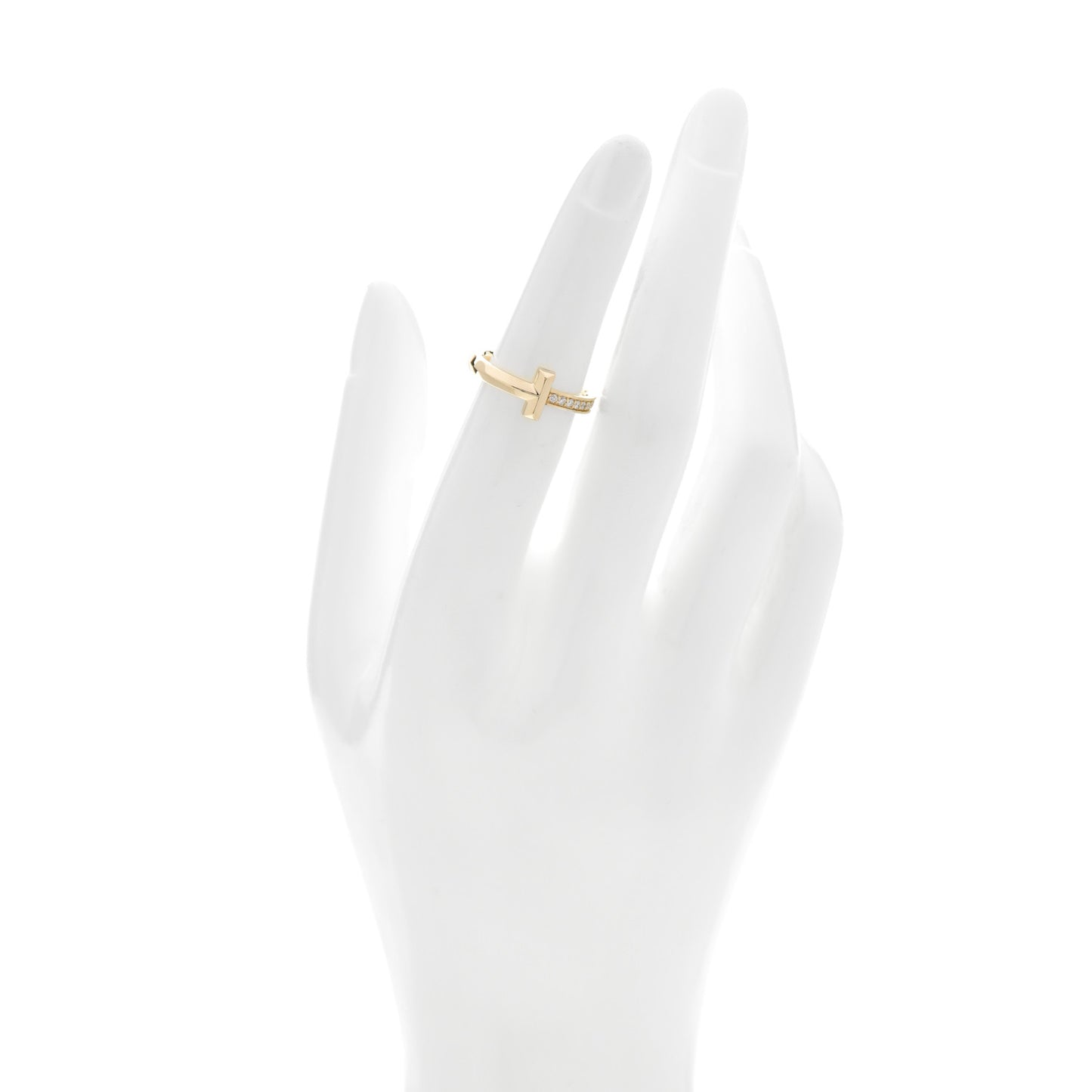 18K Yellow Gold Diamond T T1 Ring 49 5