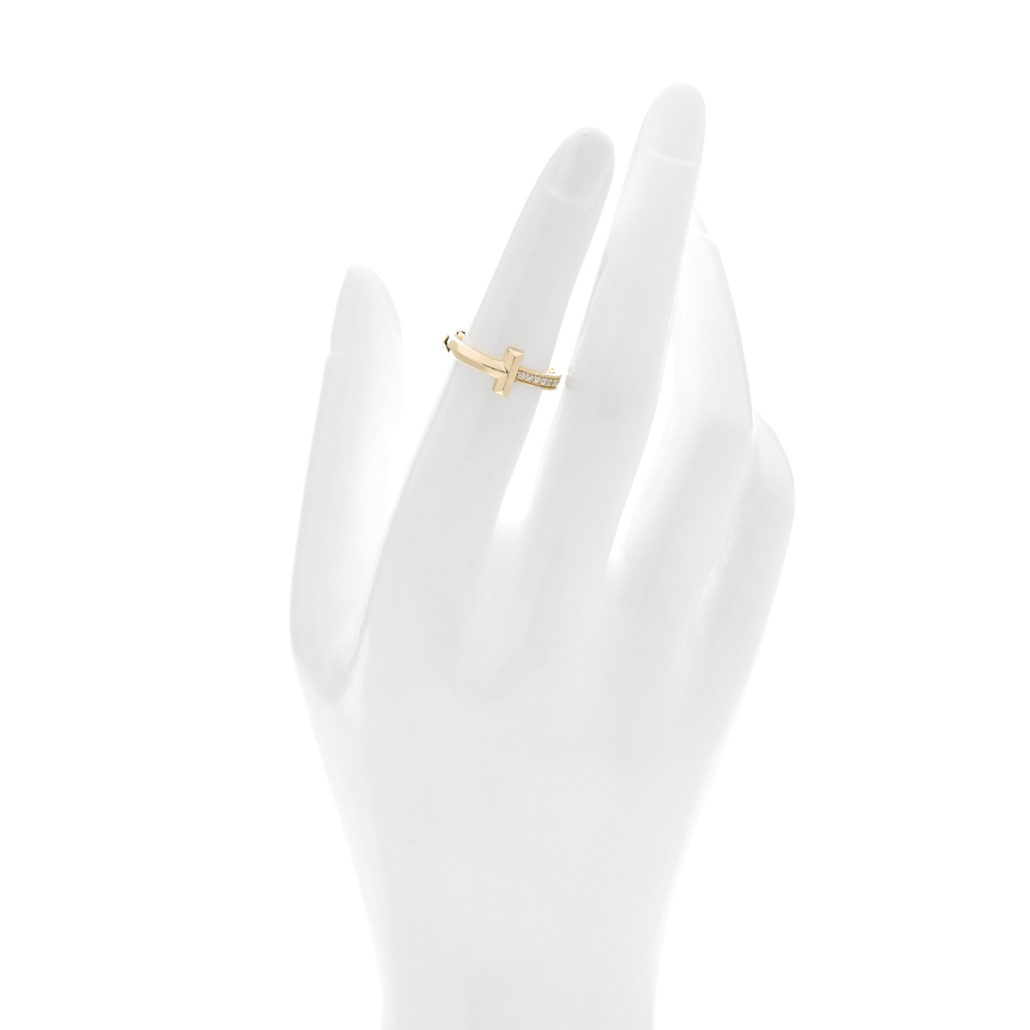 Tiffany 18K Yellow Gold Diamond T T1 Ring 49 5 2 of 5