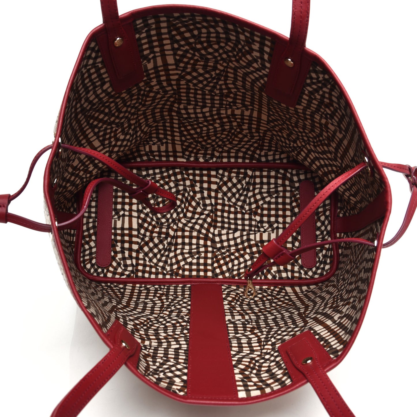 Visetos Medium Liz Reversible Shopper Tote Beige Ruby Red