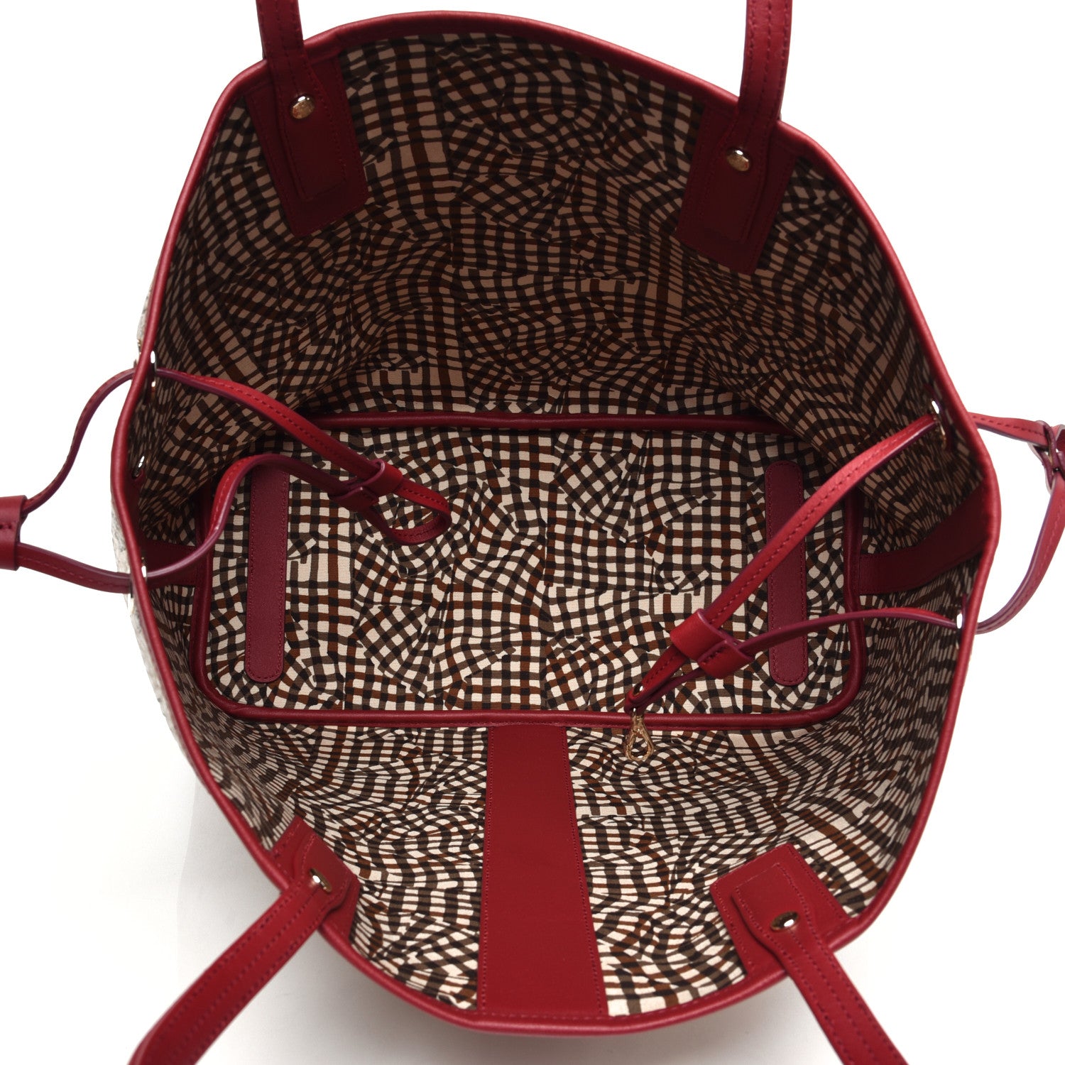 MCM Visetos Medium Liz Reversible Shopper Tote Beige Ruby Red 9 of 15