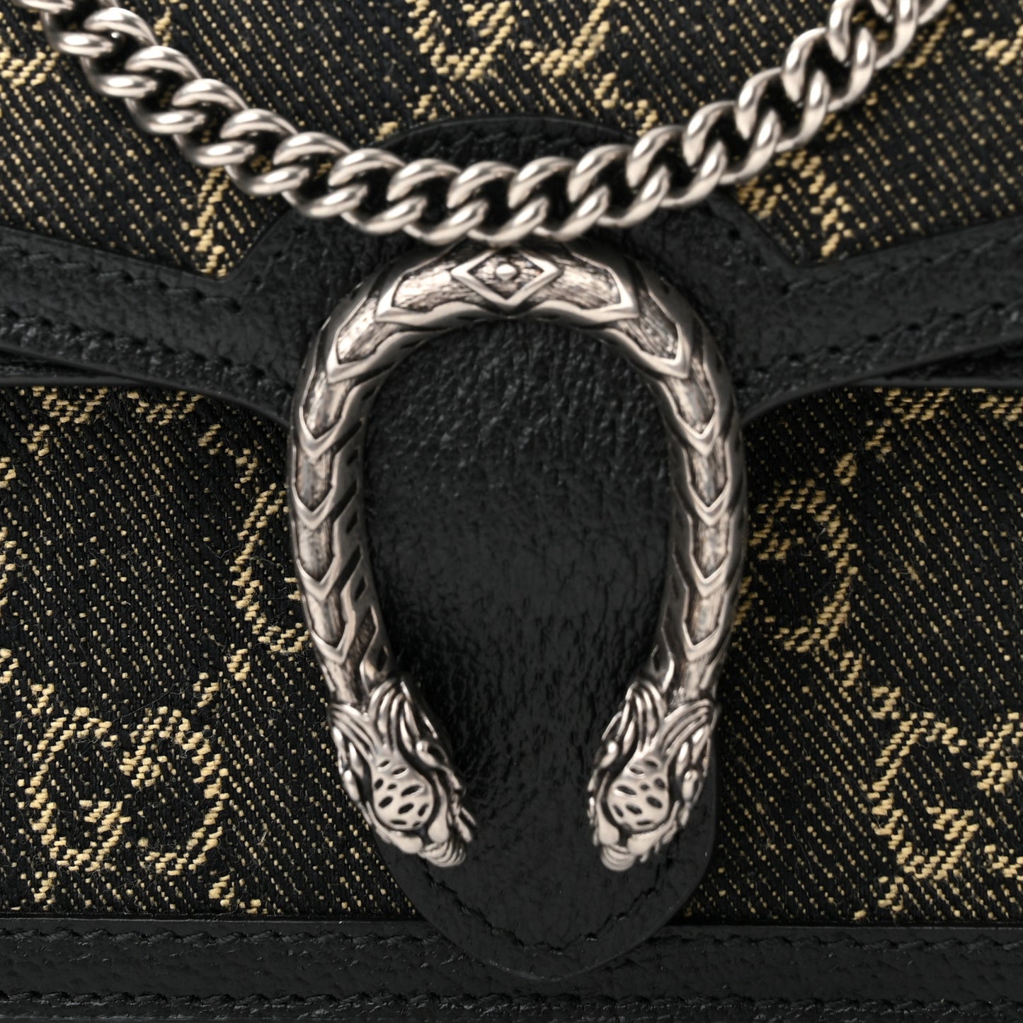 Jacquard Black Denim GG Monogram Super Mini Dionysus Shoulder Bag Black Ivory