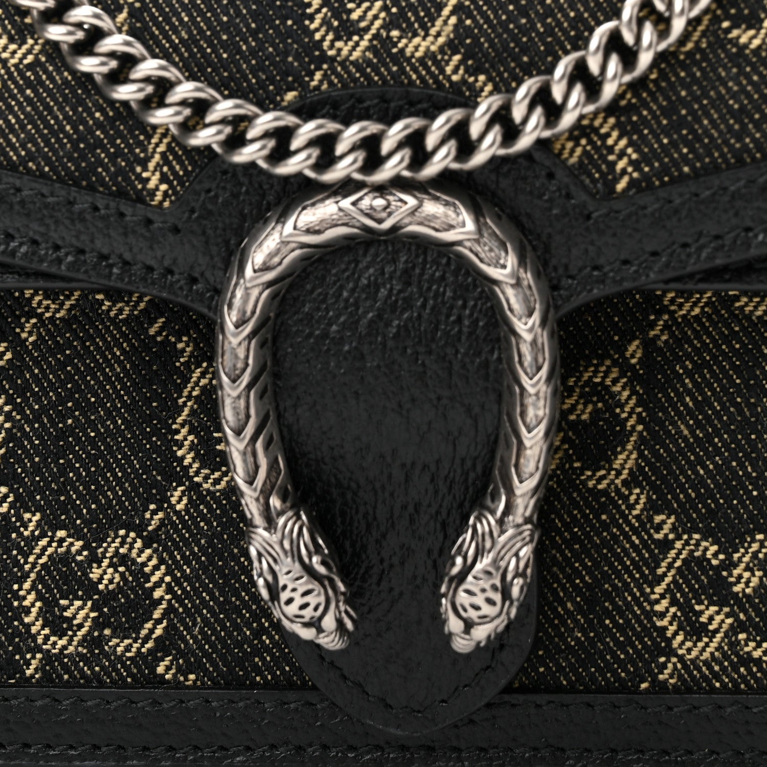 Gucci Jacquard Black Denim GG Monogram Super Mini Dionysus Shoulder Bag Black Ivory 7 of 9
