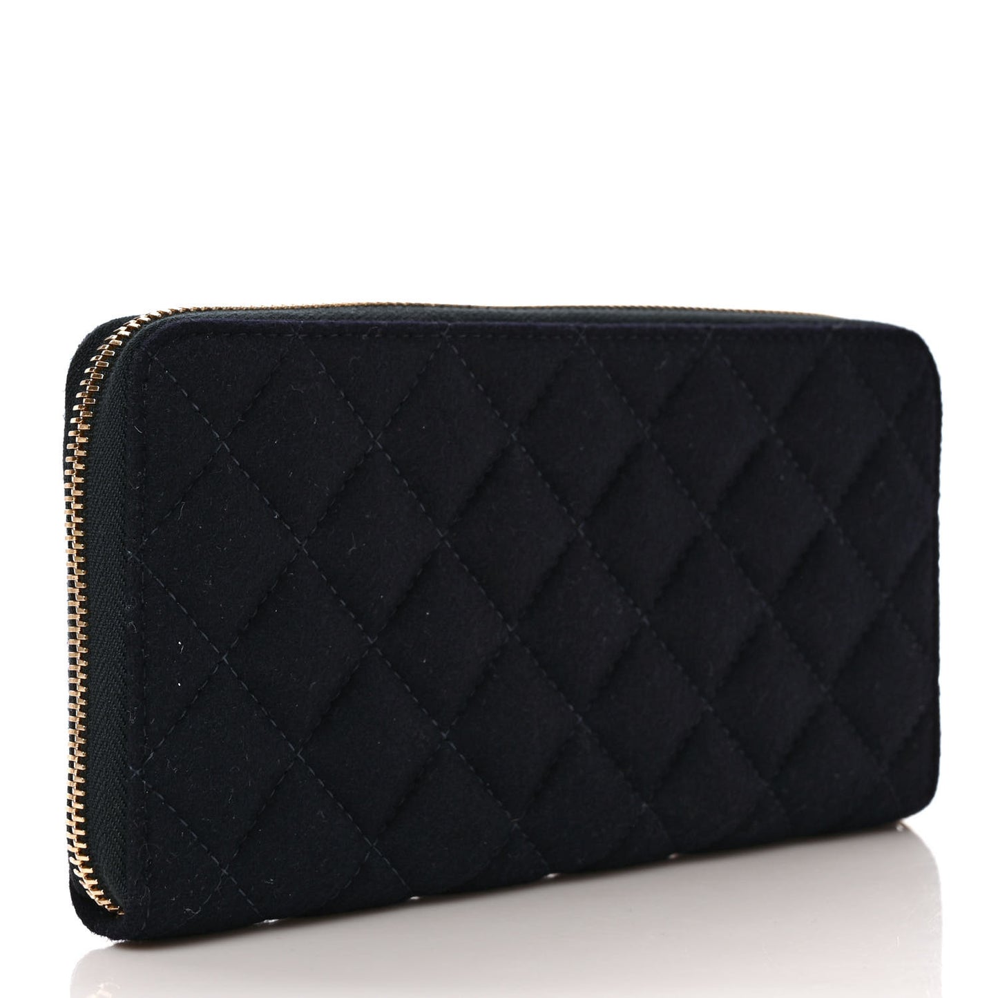 Felt Quilted Paris-Hamburg Charms Zip Around Wallet Dark Navy