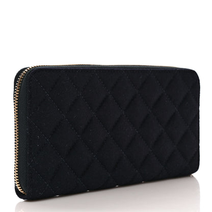 Chanel Felt Quilted Paris-Hamburg Charms Zip Around Wallet Dark Navy 3 of 7