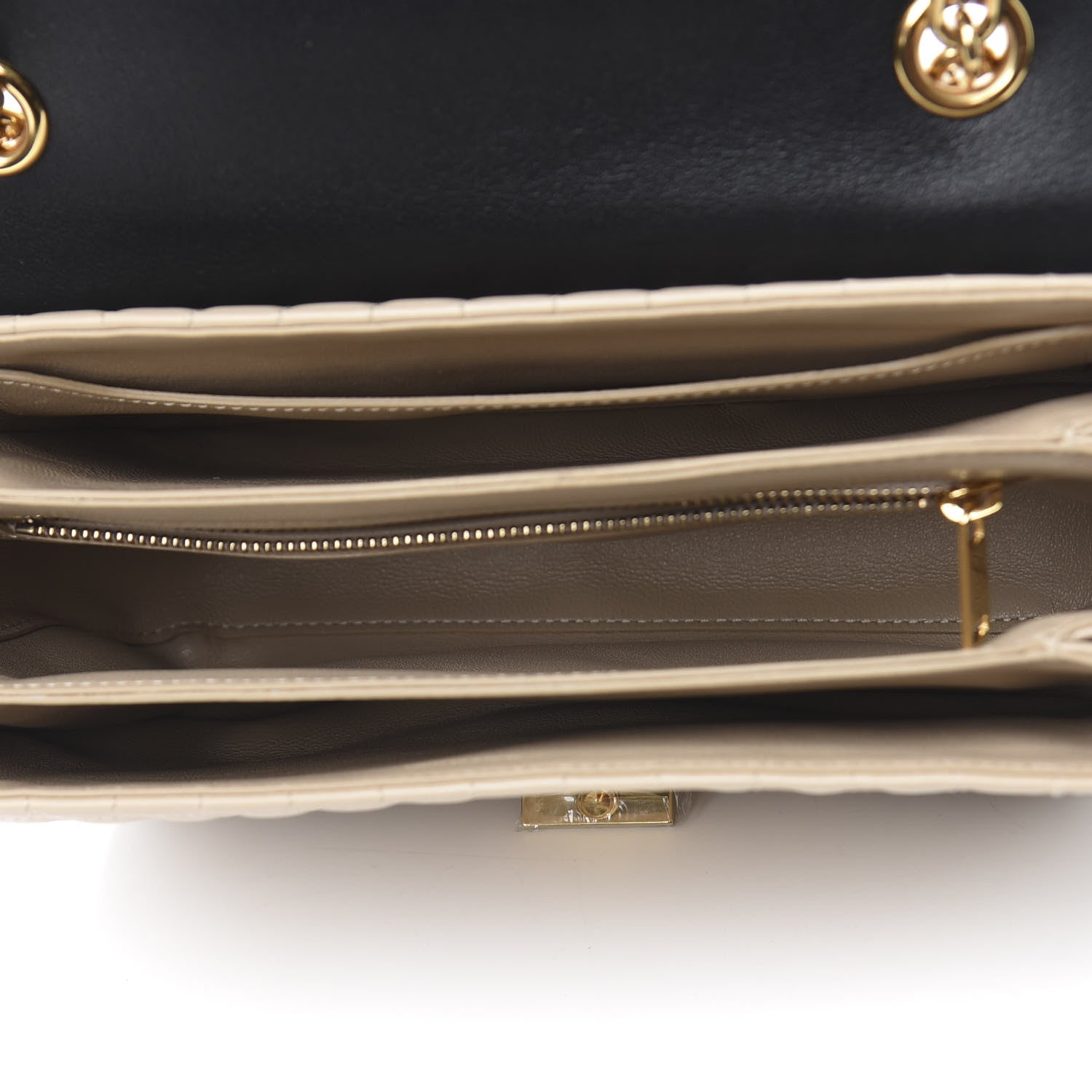 Celine Calfskin Quilted Medium C Bag Black Beige 5 of 10