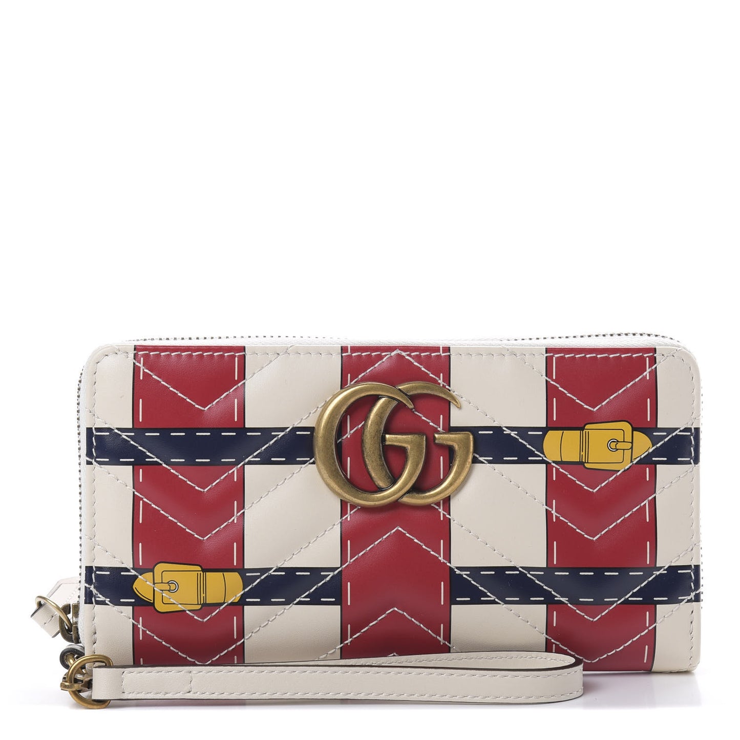 Calfskin Matelasse Trompe L'Oeil Print GG Marmont Zip Around Wallet