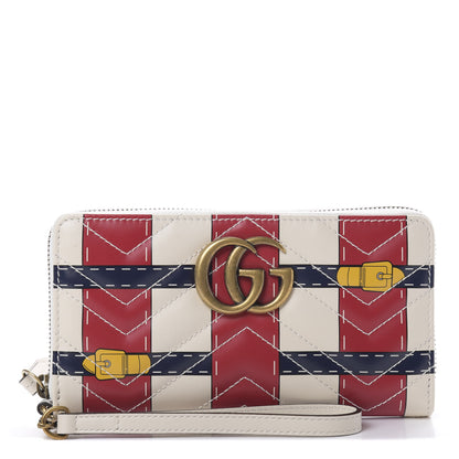 Gucci Calfskin Matelasse Trompe L'Oeil Print GG Marmont Zip Around Wallet 1 of 8