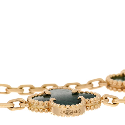 Van Cleef & Arpels 18K Yellow Gold Malachite 5 Motifs Vintage Alhambra Bracelet 4 of 4