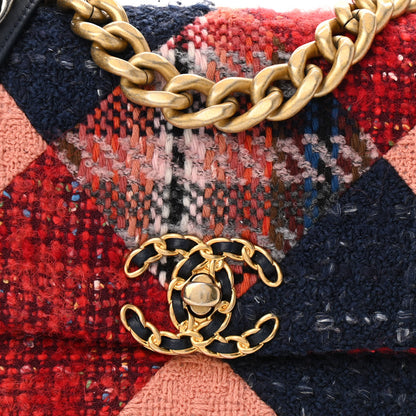 Chanel Tweed Quilted Medium Chanel 19 Flap Red Navy Multicolor 8 of 10