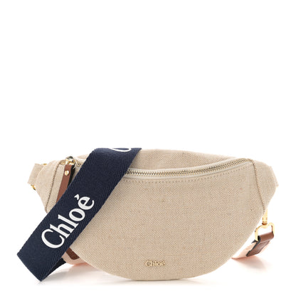 Chloe Cotton Calfskin Girls Woody Belt Bag Natural 1 of 10