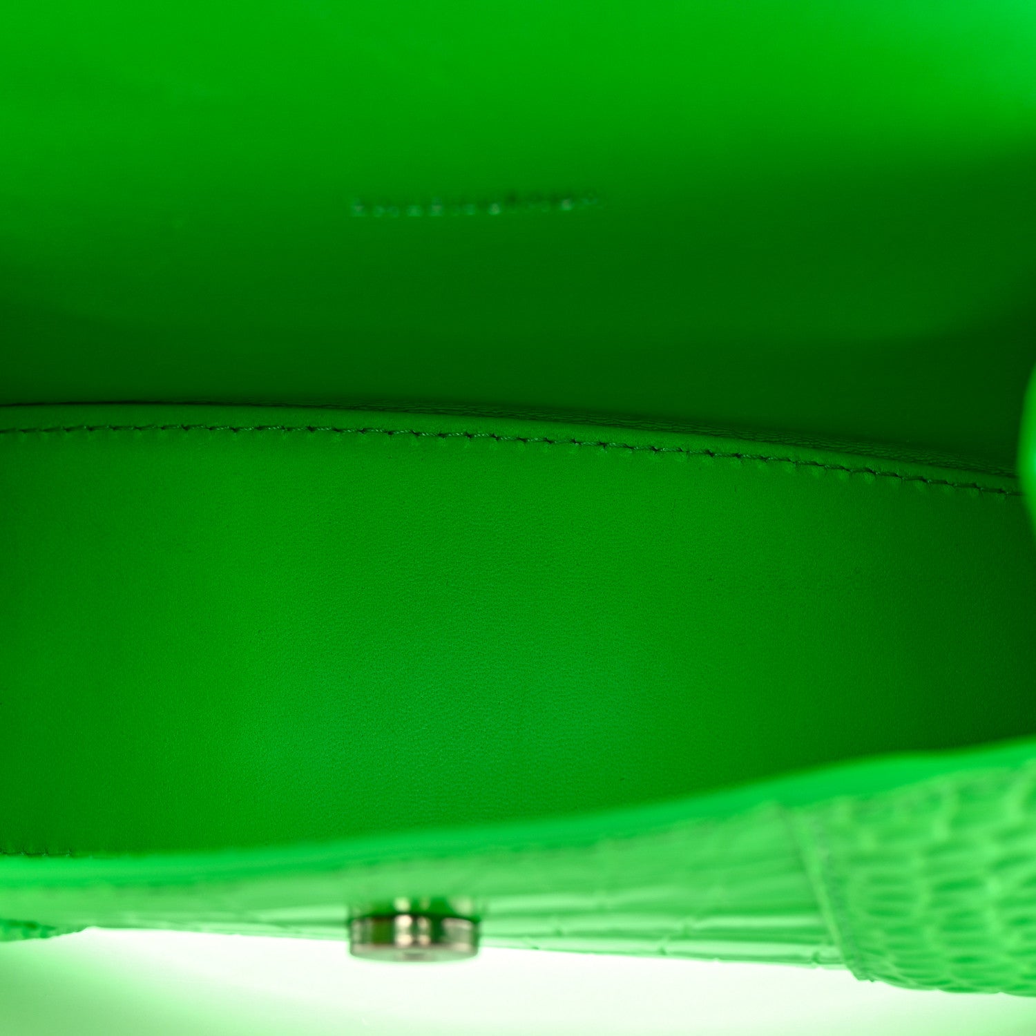 Balenciaga Shiny Calfskin Strass Crocodile Embossed Hourglass Top Handle Bag XS Fluo Green 5 of 13