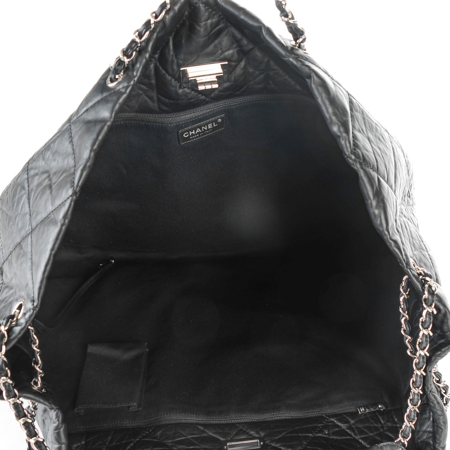 Chanel Aged Calfskin Oversized Reissue Drawstring Tote Black 5 of 7