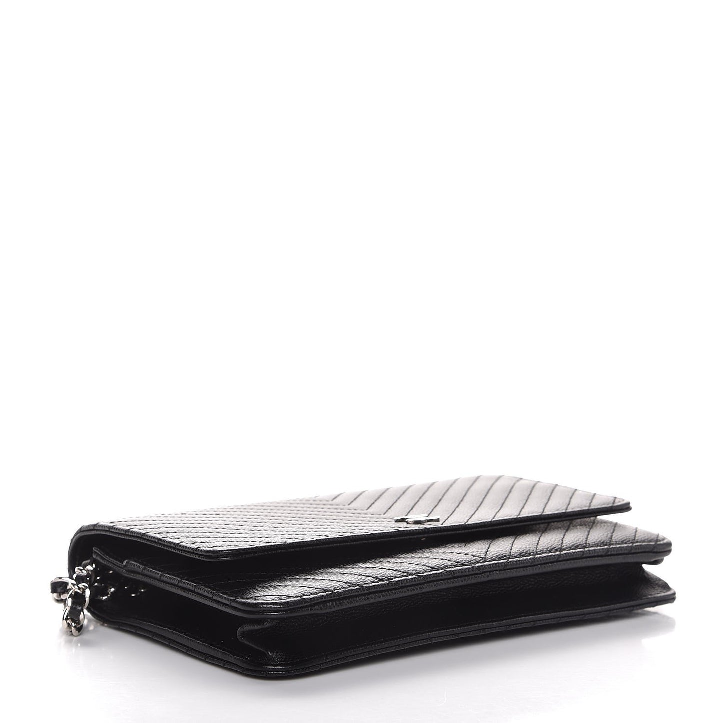 Caviar Chevron Quilted Wallet On Chain WOC Black