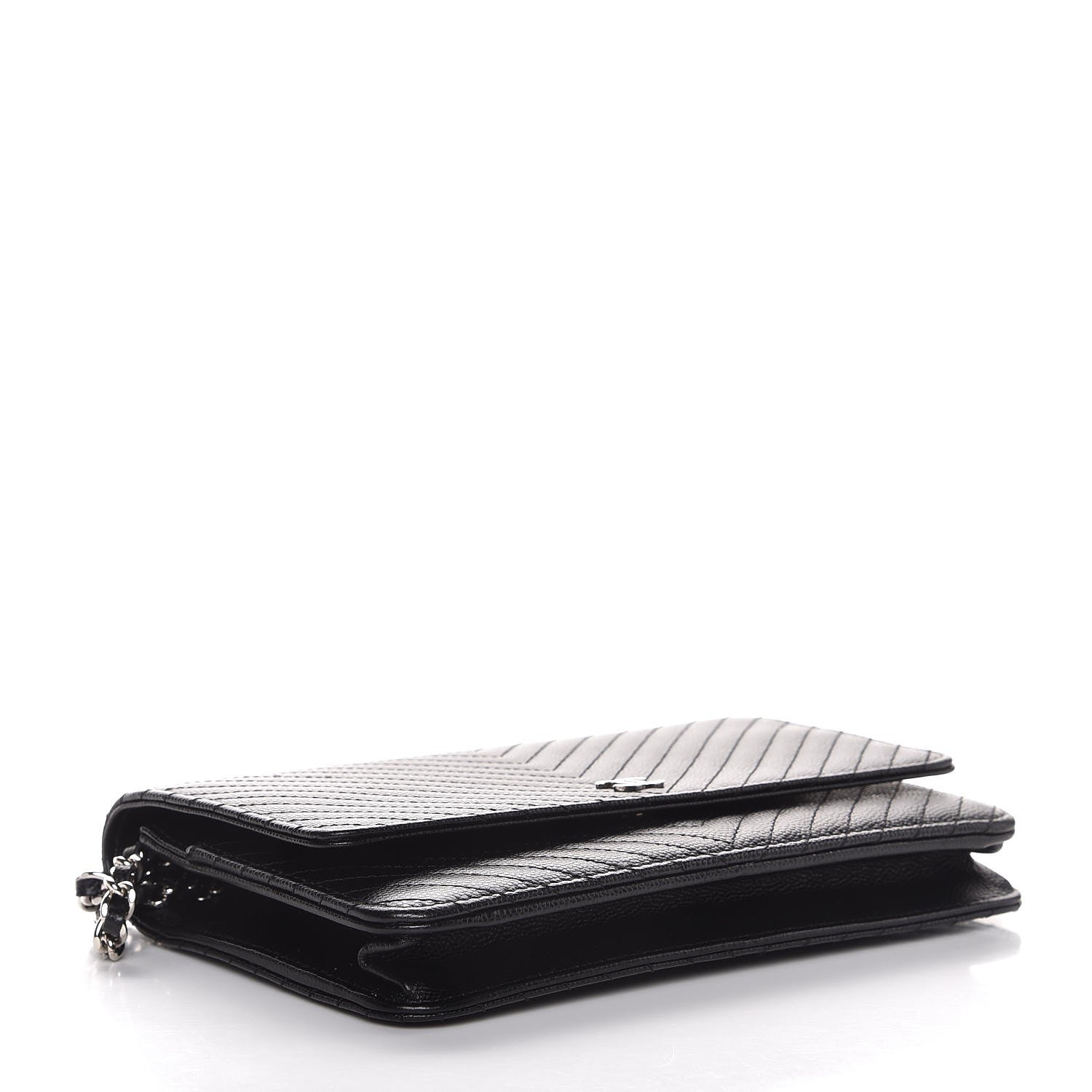Chanel Caviar Chevron Quilted Wallet On Chain WOC Black 4 of 9