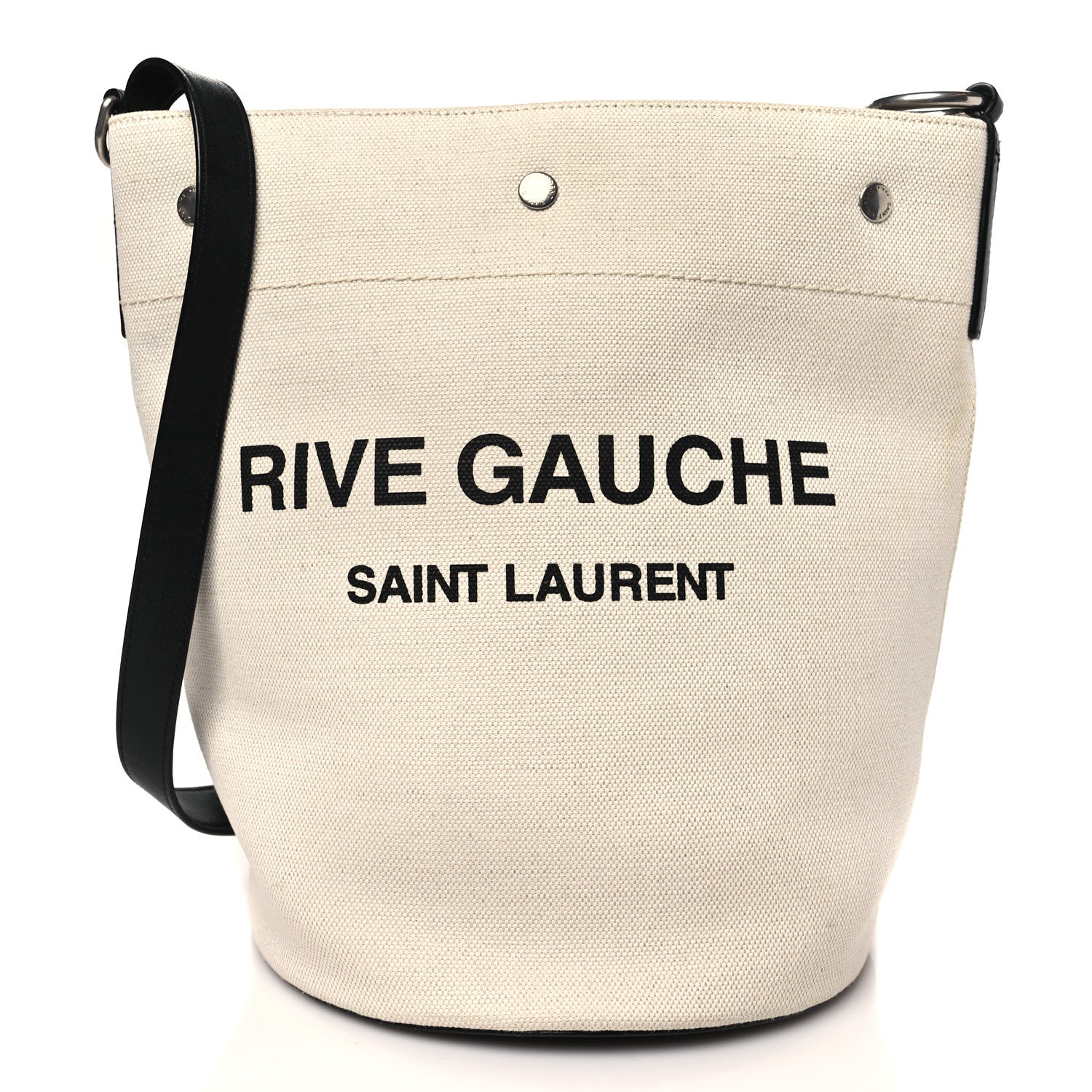 Saint Laurent Linen Calfskin Rive Gauche Bucket Bag Greggio Natural 1 of 11