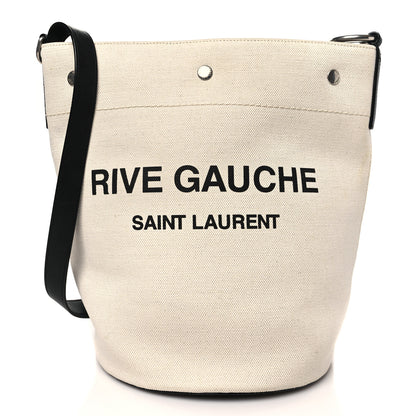 Saint Laurent Linen Calfskin Rive Gauche Bucket Bag Greggio Natural 1 of 11
