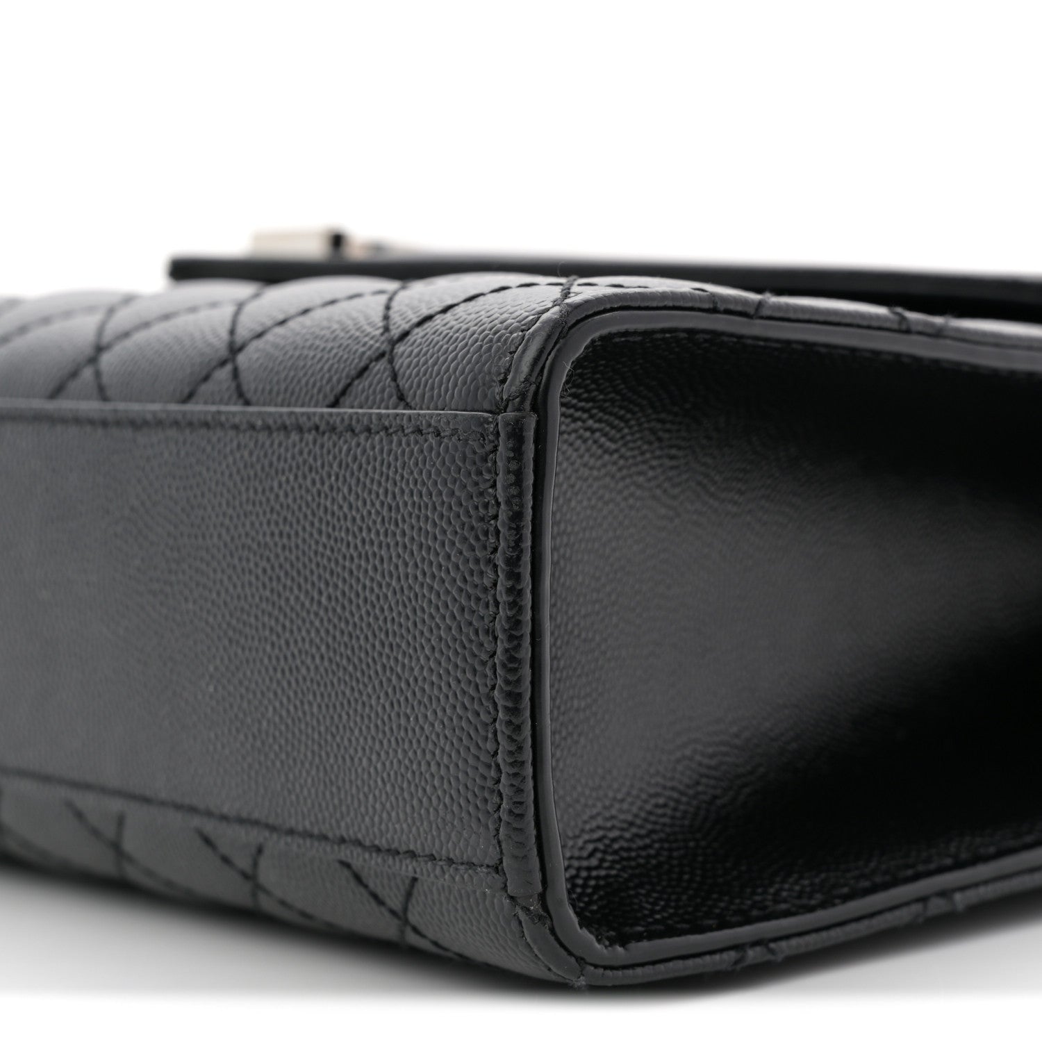 Saint Laurent Grain De Poudre Textured Mixed Matelasse Large Triquilt Monogram Satchel Black 10 of 10