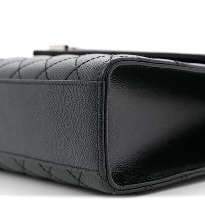 Saint Laurent Grain De Poudre Textured Mixed Matelasse Large Triquilt Monogram Satchel Black 10 of 10