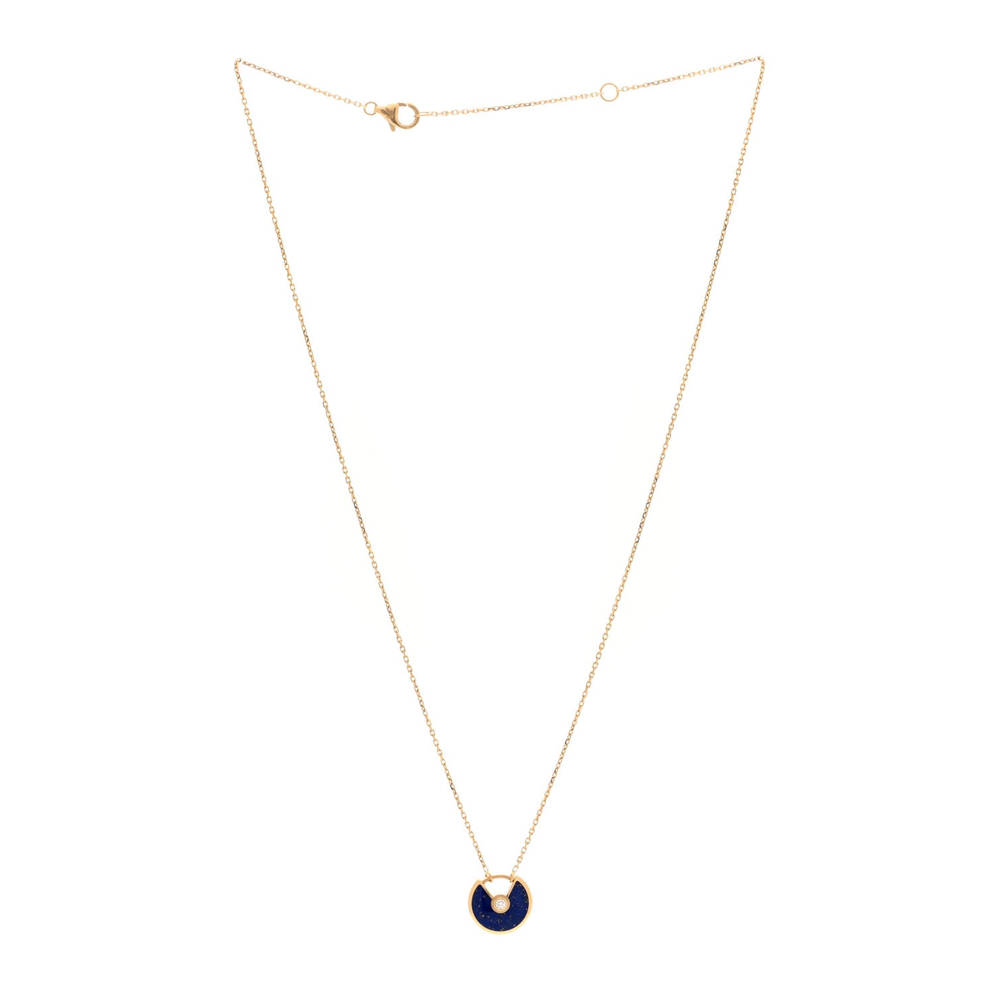 18K Yellow Gold Diamond Lapis Lazuli XS Amulette de Cartier Pendant Necklace