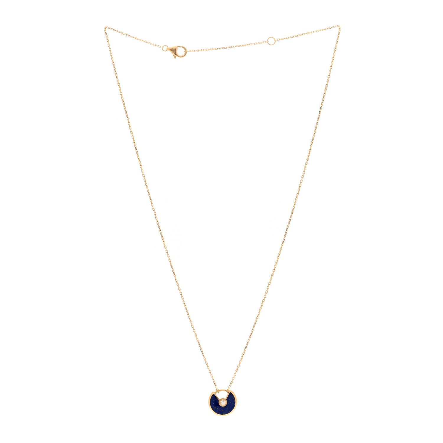 Cartier 18K Yellow Gold Diamond Lapis Lazuli XS Amulette de Cartier Pendant Necklace 3 of 4